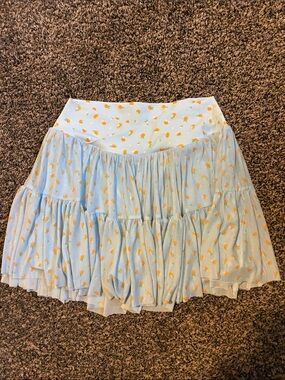 Girls' Light Blue Floral Tiered Skort